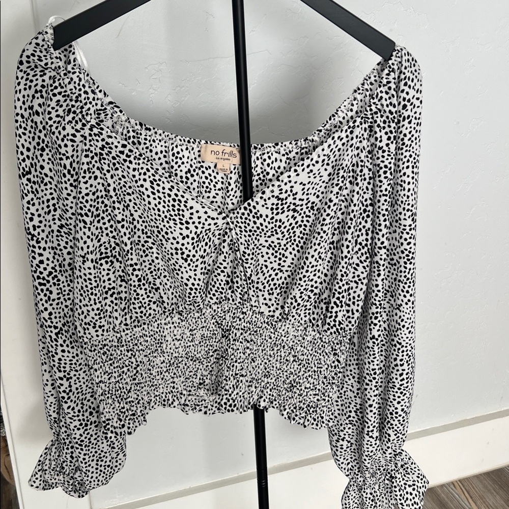No Frills Black and White Polka Dot Women's Top